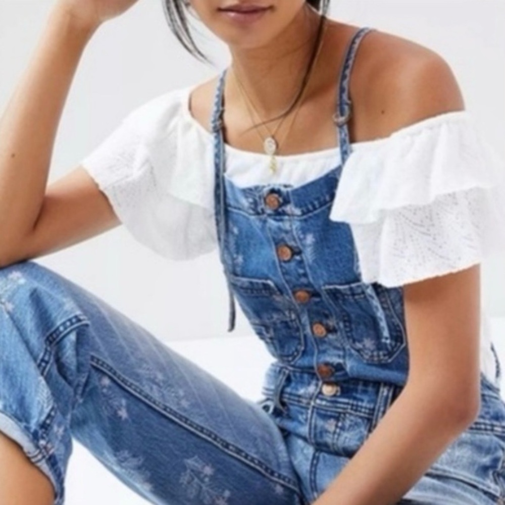 Anthro eyelet off shoulder top